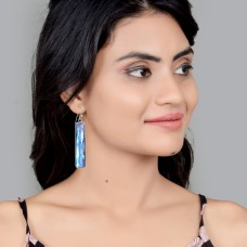 Labradorite rectangle 925 silver bezel earring